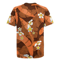 Orange Banana Leaf Hawaii Rugby Jersey Lau Maia Plumeria Tropical Summer Vibes LT14 - Polynesian Pride