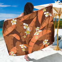 Orange Banana Leaf Hawaii Sarong Lau Maia Plumeria Tropical Summer Vibes LT14 One Size 44 x 66 inches Orange - Polynesian Pride