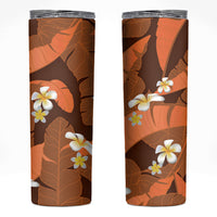 Orange Banana Leaf Hawaii Skinny Tumbler Lau Maia Plumeria Tropical Summer Vibes LT14 Orange - Polynesian Pride
