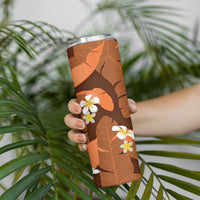 Orange Banana Leaf Hawaii Skinny Tumbler Lau Maia Plumeria Tropical Summer Vibes LT14 - Polynesian Pride