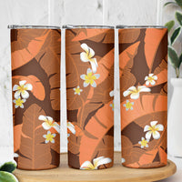 Orange Banana Leaf Hawaii Skinny Tumbler Lau Maia Plumeria Tropical Summer Vibes LT14 - Polynesian Pride