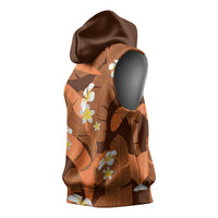 Orange Banana Leaf Hawaii Sleeveless Hoodie Lau Maia Plumeria Tropical Summer Vibes LT14 - Polynesian Pride
