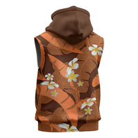 Orange Banana Leaf Hawaii Sleeveless Zip Hoodie Lau Maia Plumeria Tropical Summer Vibes LT14 - Polynesian Pride