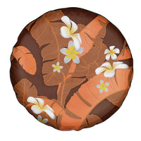 Orange Banana Leaf Hawaii Spare Tire Cover Lau Maia Plumeria Tropical Summer Vibes LT14 - Polynesian Pride