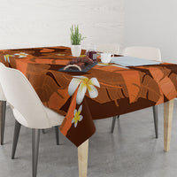 Orange Banana Leaf Hawaii Tablecloth Lau Maia Plumeria Tropical Summer Vibes LT14 - Polynesian Pride