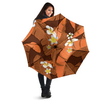 Orange Banana Leaf Hawaii Umbrella Lau Maia Plumeria Tropical Summer Vibes LT14 - Polynesian Pride