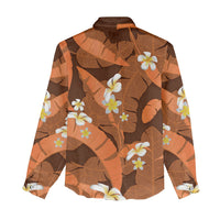 Orange Banana Leaf Hawaii Women Casual Shirt Lau Maia Plumeria Tropical Summer Vibes LT14 - Polynesian Pride