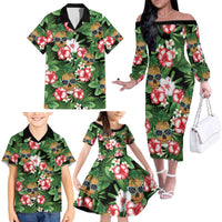 Pineapple Skull Aloha Hawaii Family Matching Off The Shoulder Long Sleeve Dress and Hawaiian Shirt Summer Vibes Tropical Seamless Pattern LT14 - Polynesian Pride