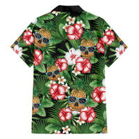 Pineapple Skull Aloha Hawaii Family Matching Short Sleeve Bodycon Dress and Hawaiian Shirt Summer Vibes Tropical Seamless Pattern - Polynesian Pride