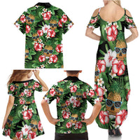 Pineapple Skull Aloha Hawaii Family Matching Summer Maxi Dress and Hawaiian Shirt Summer Vibes Tropical Seamless Pattern - Polynesian Pride