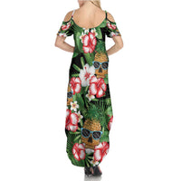Pineapple Skull Aloha Hawaii Family Matching Summer Maxi Dress and Hawaiian Shirt Summer Vibes Tropical Seamless Pattern - Polynesian Pride