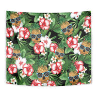 Pineapple Skull Aloha Hawaii Tapestry Summer Vibes Tropical Seamless Pattern - Polynesian Pride
