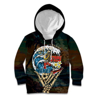 Aloha Hawaii Surfing Skull Kid Hoodie Shaka Skeleton Ride The Waves LT14 Hoodie Black - Polynesian Pride