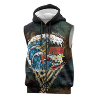 Aloha Hawaii Surfing Skull Sleeveless Zip Hoodie Shaka Skeleton Ride The Waves LT14