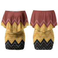 Kaokao Maori Tukutuku Inspired New Zealand Couples Matching Off Shoulder Short Dress and Hawaiian Shirt LT14 - Polynesian Pride