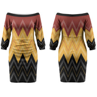 Kaokao Maori Tukutuku Inspired New Zealand Couples Matching Off The Shoulder Long Sleeve Dress and Hawaiian Shirt LT14 - Polynesian Pride
