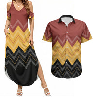 Kaokao Maori Tukutuku Inspired New Zealand Couples Matching Summer Maxi Dress and Hawaiian Shirt LT14 Multicolor - Polynesian Pride
