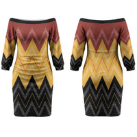 Kaokao Maori Tukutuku Inspired New Zealand Family Matching Off The Shoulder Long Sleeve Dress and Hawaiian Shirt LT14 Mom's Dress Multicolor - Polynesian Pride