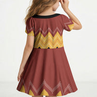 Kaokao Maori Tukutuku Inspired New Zealand Kid Short Sleeve Dress LT14 - Polynesian Pride