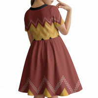 Kaokao Maori Tukutuku Inspired New Zealand Kid Short Sleeve Dress LT14 - Polynesian Pride