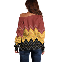 Kaokao Maori Tukutuku Inspired New Zealand Off Shoulder Sweater LT14 - Polynesian Pride