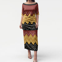 Kaokao Maori Tukutuku Inspired New Zealand Puletasi LT14 Long Dress Multicolor - Polynesian Pride