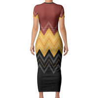 Kaokao Maori Tukutuku Inspired New Zealand Short Sleeve Bodycon Dress LT14 - Polynesian Pride