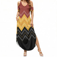 Kaokao Maori Tukutuku Inspired New Zealand Summer Maxi Dress LT14 Women Multicolor - Polynesian Pride