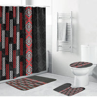Roimata Toroa Maori Taniko Inspired New Zealand Bathroom Set LT14 Bathroom Set (4 pcs) Black - Polynesian Pride