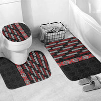 Roimata Toroa Maori Taniko Inspired New Zealand Bathroom Set LT14 Mat Set Only (3 pcs) One Size Black - Polynesian Pride