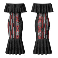 Roimata Toroa Maori Taniko Inspired New Zealand Couples Matching Mermaid Dress and Hawaiian Shirt LT14 - Polynesian Pride