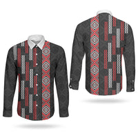 Roimata Toroa Maori Taniko Inspired New Zealand Couples Matching Off Shoulder Short Dress and Long Sleeve Button Shirt LT14 - Polynesian Pride