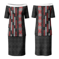 Roimata Toroa Maori Taniko Inspired New Zealand Couples Matching Puletasi and Hawaiian Shirt LT14 - Polynesian Pride