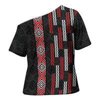 Roimata Toroa Maori Taniko Inspired New Zealand Cross Shoulder Shirt LT14 - Polynesian Pride
