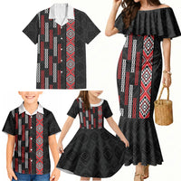 Roimata Toroa Maori Taniko Inspired New Zealand Family Matching Mermaid Dress and Hawaiian Shirt LT14 - Polynesian Pride