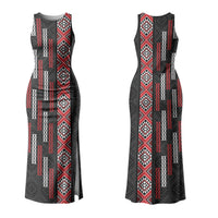 Roimata Toroa Maori Taniko Inspired New Zealand Family Matching Tank Maxi Dress and Hawaiian Shirt LT14 Mom's Dress Black - Polynesian Pride