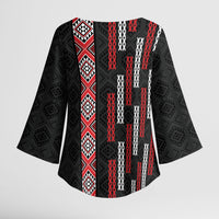 Roimata Toroa Maori Taniko Inspired New Zealand Kimono Sleeve Blouse LT14 - Polynesian Pride