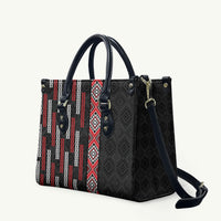 Roimata Toroa Maori Taniko Inspired New Zealand Leather Bag LT14 Black - Polynesian Pride