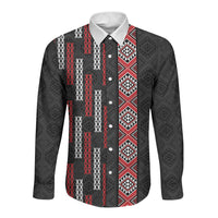 Roimata Toroa Maori Taniko Inspired New Zealand Long Sleeve Button Shirt LT14 Unisex Black - Polynesian Pride