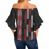 Roimata Toroa Maori Taniko Inspired New Zealand Off Shoulder Wrap Waist Top LT14 - Polynesian Pride