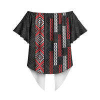 Roimata Toroa Maori Taniko Inspired New Zealand Off Shoulder Wrap Waist Top LT14 - Polynesian Pride