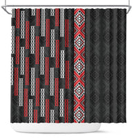 Roimata Toroa Maori Taniko Inspired New Zealand Shower Curtain LT14 Black - Polynesian Pride