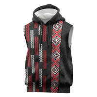 Roimata Toroa Maori Taniko Inspired New Zealand Sleeveless Hoodie LT14 Black - Polynesian Pride