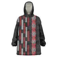 Roimata Toroa Maori Taniko Inspired New Zealand Wearable Blanket Hoodie LT14 One Size Black - Polynesian Pride
