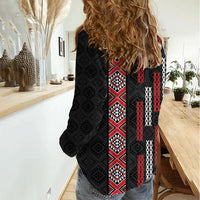 Roimata Toroa Maori Taniko Inspired New Zealand Women Casual Shirt LT14 - Polynesian Pride
