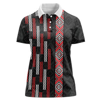 Roimata Toroa Maori Taniko Inspired New Zealand Women Polo Shirt LT14 Female Black - Polynesian Pride