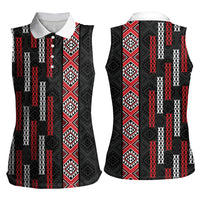 Roimata Toroa Maori Taniko Inspired New Zealand Women Sleeveless Polo Shirt LT14 - Polynesian Pride
