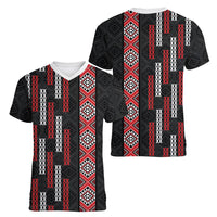 Roimata Toroa Maori Taniko Inspired New Zealand Women V-Neck T-Shirt LT14 - Polynesian Pride