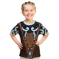 New Zealand Whakairo Kid T Shirt Tiki Maori Carving Taniko Motifs LT14 Multicolor - Polynesian Pride