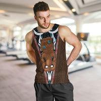 New Zealand Whakairo Men Tank Top Tiki Maori Carving Taniko Motifs LT14 Multicolor - Polynesian Pride